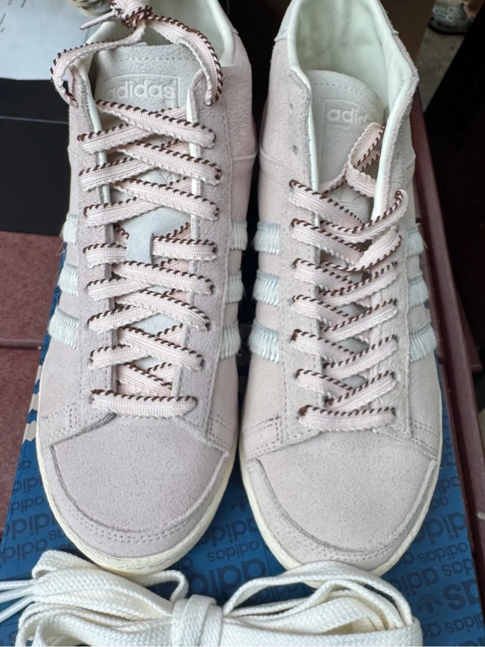 adidas Women’s Blush Pink Suede High-Top Sneakers